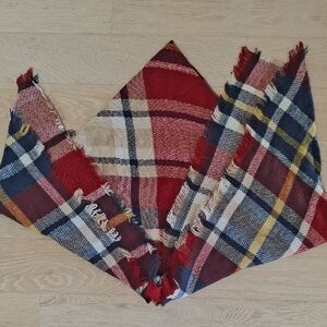 Plaid Blanket Scarf in Red, Blue, and Yellow